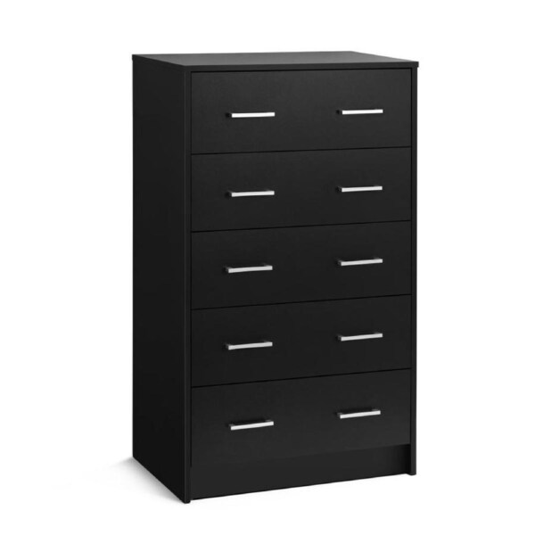Griffin Chest 5 Drawers Tallboy Storage Dresser Storage Cabinet Black