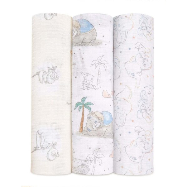 3PK Aden Anais Baby/Infant My Darling Dumbo Cotton Cloth Muslin Swaddle Blanket