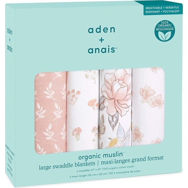 4PK Aden Anais Earthly 120x120cm Organic Muslin Swaddle Baby/Infant Blanket