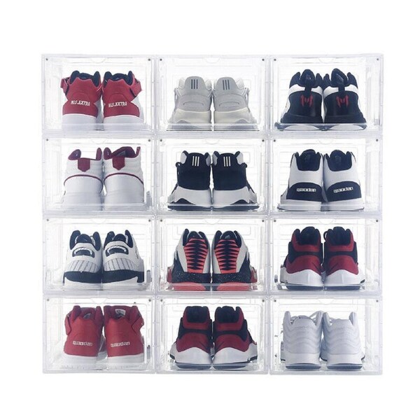 Large Shoe Display Cases Box Rack Storage Cabinet Plastic Boxes Oragniser Drawer
