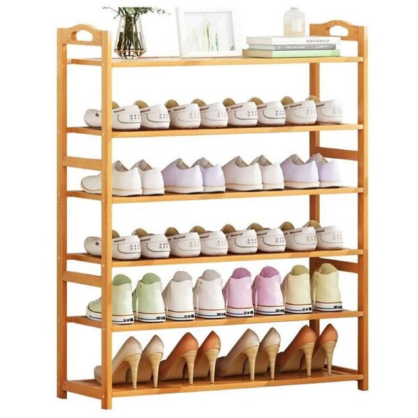 6 Tier Bamboo Shoe Rack Organizer Wooden Storage Shelves Stand Shelf