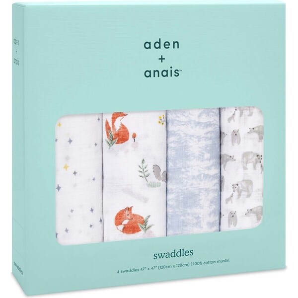 4Pk Aden Anais Naturally 100% Cotton Muslin 120cm Swaddles Baby/Infant Blanket