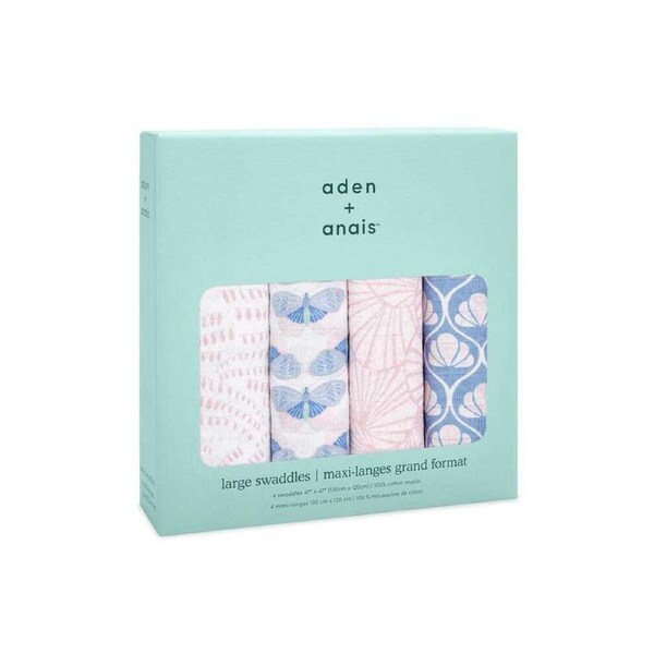 4PK Aden Anais Deco 120x120cm Classic Baby/Infant Swaddle Cotton Blanket Large