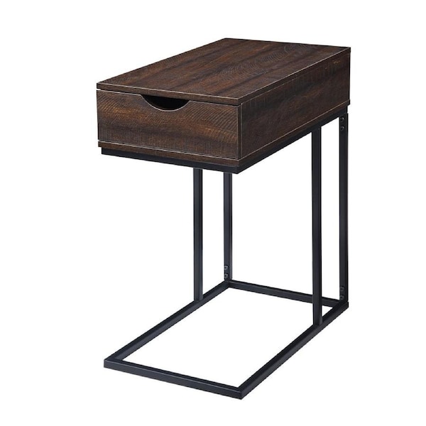 Sarantino C-Shaped Drawer Side Table Night Stand Metal Base