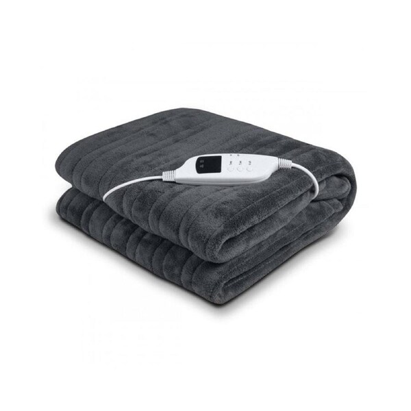 HEATED ELECTRIC BLANKET THROW RUG CORAL WARM FLEECE WINTER GREY