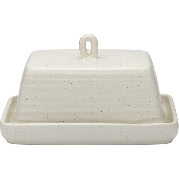 Ecology Ottawa Stoneware Rustic Butter Dish & Tray 17.5cm w/ Handle - Calico