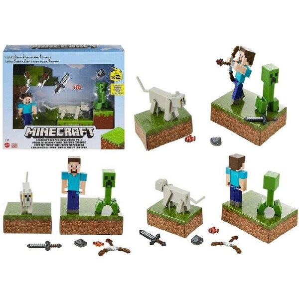 Minecraft Scaredy Creeper Story Pack with Figures Weapons Ages 6+ Toy Sword Gift