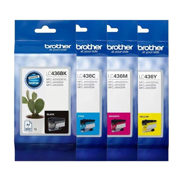 Brother LC436 Black Cyan Magenta Yellow 4 Ink Cartridge Toner Value Pack