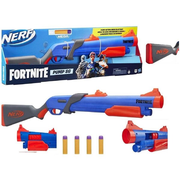 NERF Fortnite Pump SG Blaster Pump Action Mega Dart Ages 8+ Toy Gun Shotgun Fire