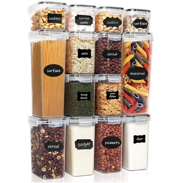 14PCS Airtight Food Storage Containers Kitchen Dry Food Pantry Organization Set