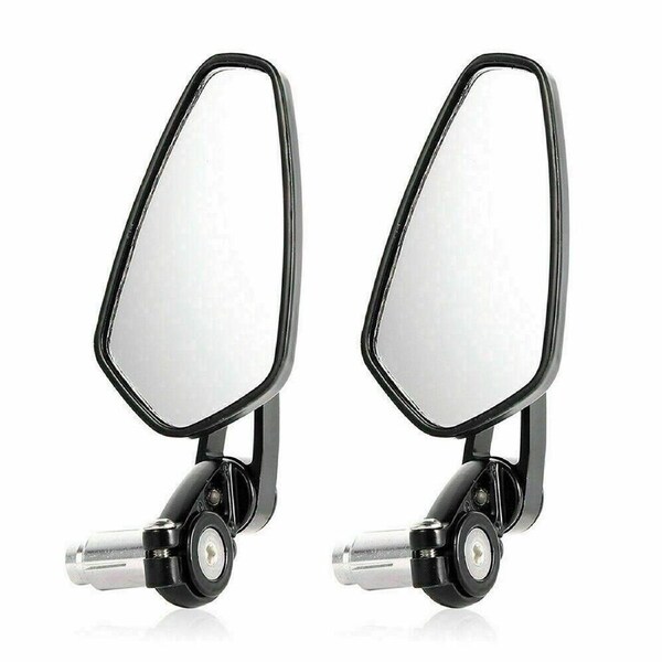 Universal Motorcycle Bike Bar End Rear Side View Mirrors Cafe Racer Black