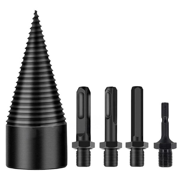High Speed Twist Firewood Drill Bit Wood Splitting Splitter Cone Driver - 5x