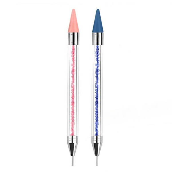 Dotting Pen Dual Ended Rhinestone Picker Wax Pencil Manicure Nail Art Tool - 2pcs