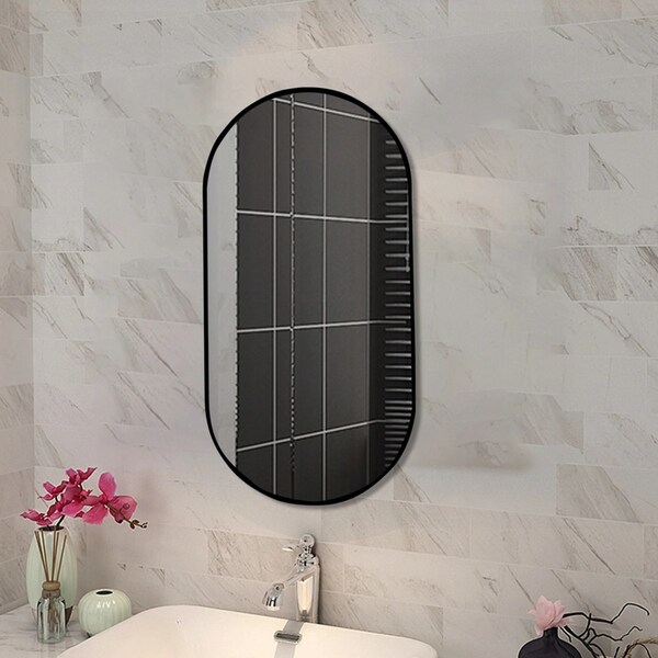 ACA 450X900MM Oval Black Frame Mirror