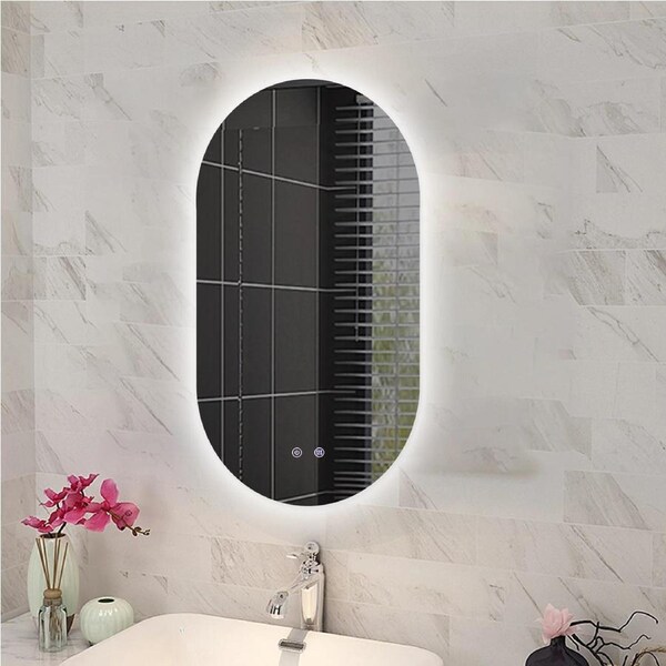 ACA 600X900MM Oval Shape Backlit LED Mirror 3 Multi-function Light