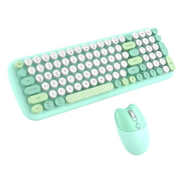 Nevenka Wireless Keyboard and Mouse Combo 2.4G Wireless 3-Gear Adjustable DPI-Green