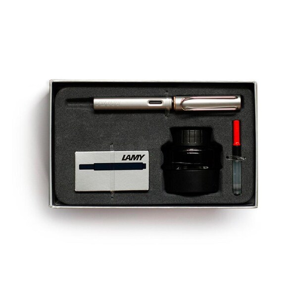 Lamy Al-Star 20cm Stainless Steel Fountain Pen Refillable Ink Gift Pack M Silver