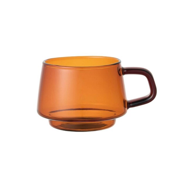 Kinto Sepia 270ml Glass Cup Coffee Tea/Water Drinking Mug w/ Slim Handle Brown