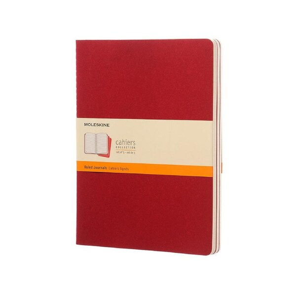 3pc Moleskine Ruled Cahier Notebook Architects/Designers Journal XL Cranberry RD