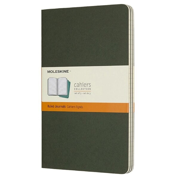 3pc Moleskine Ruled Cahier Notebook Architects/Designers Journal L Myrtle Green