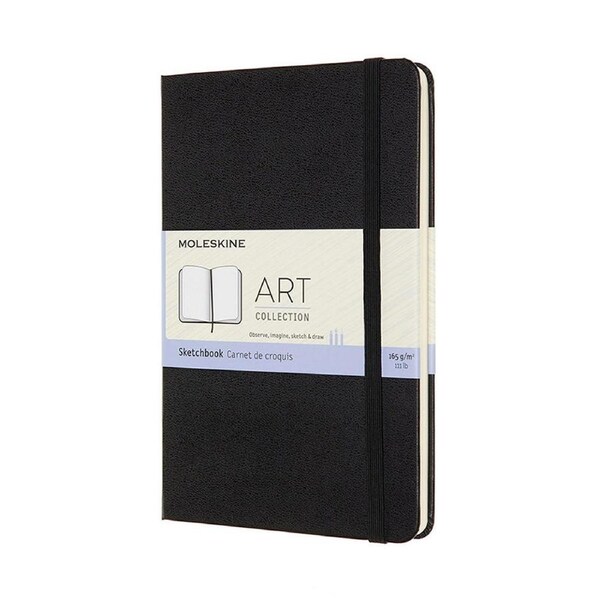 Moleskine Art 165gsm 18cm Folio Sketchbook Watercolour Drawing Pad Medium Black