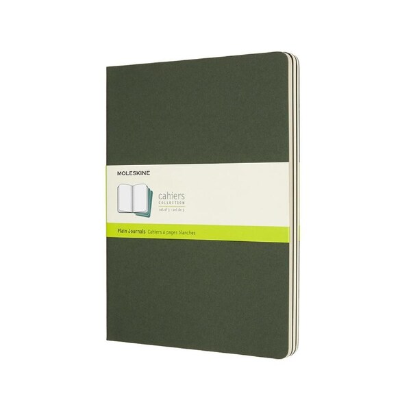 3pc Moleskine Plain Cahier Notebook Architects/Designers Journal XL Myrtle Green