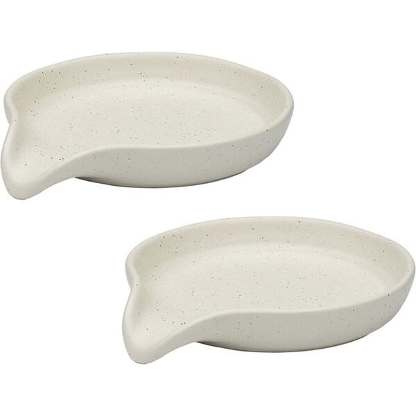 2x Ecology Ottawa Stoneware Rustic Spoon Rest/Tray/Plate w/ Lip 12x14cm - Calico