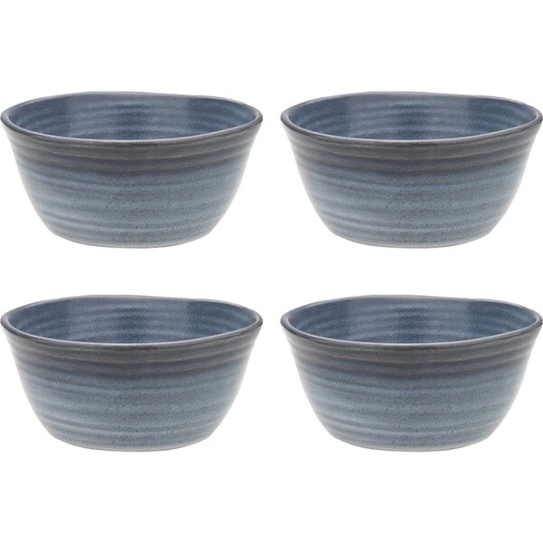 4x Ecology Ottawa Stoneware Rustic Rice/Noodle/ Round Food Bowl 13.5cm Indigo