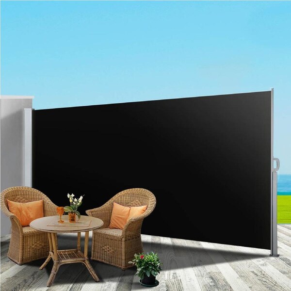 InstaHut Side Awning Sun Shade Outdoor Retractable Privacy Screen 2X3M Black X2