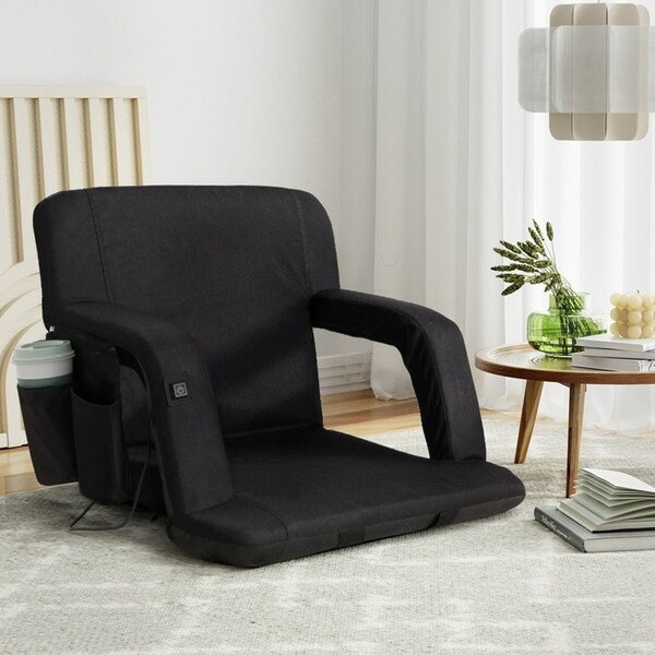 1x Artiss Floor Chair Lounge Cupholder Heated Black