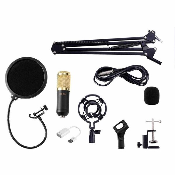 BM800 Condenser Microphone Kit Studio Suspension Boom Scissor Arm Sound Card