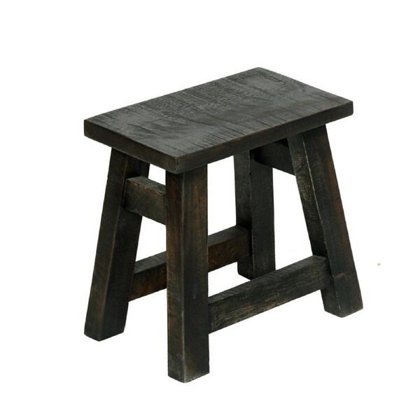 Apurva Black Finish Wood Accent Stool
