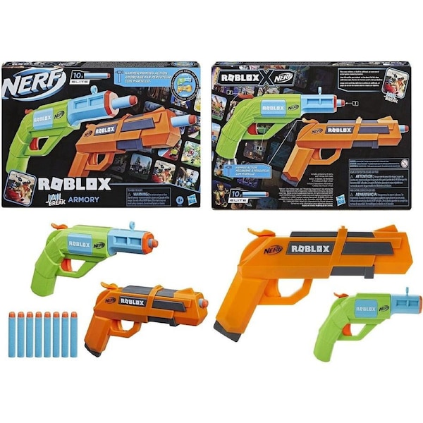 NERF Roblox Jailbreak Armor Includes 2 Hammer Action Blasters Ages 8+ Toy Gun