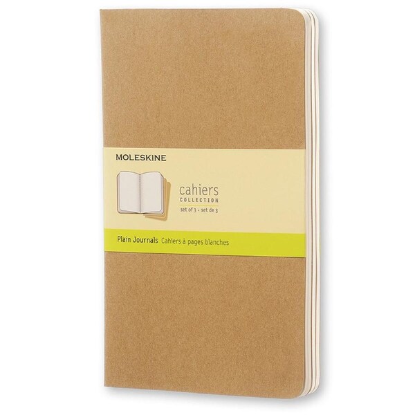 3pc Moleskine 80 Pages Plain Cahier Notebook L Office/Student Journal Pad Kraft