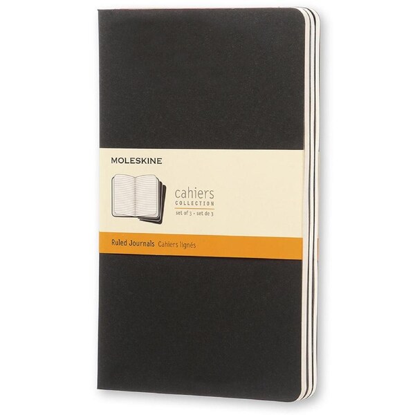 3pc Moleskine 80 Pages Ruled Cahier Notebook L Office/Student Journal Black