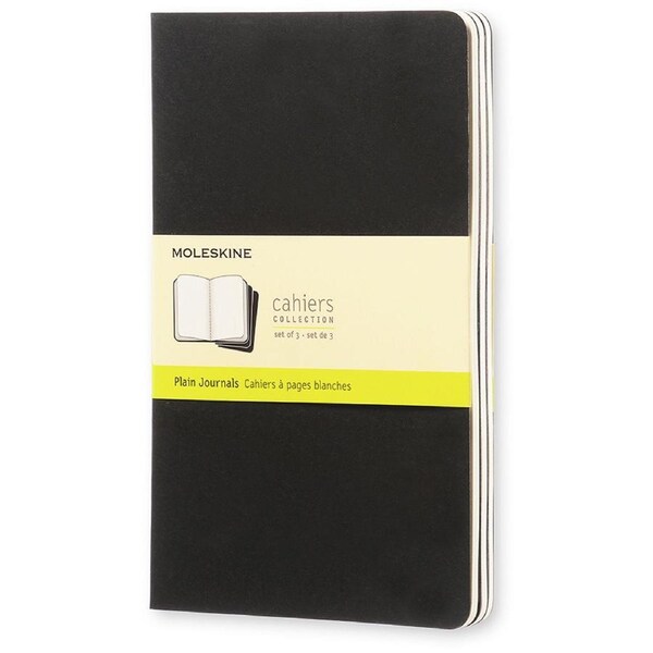 3pc Moleskine 80 Pages Plain Pocket Cahier L Office/Student Journal Pad Black