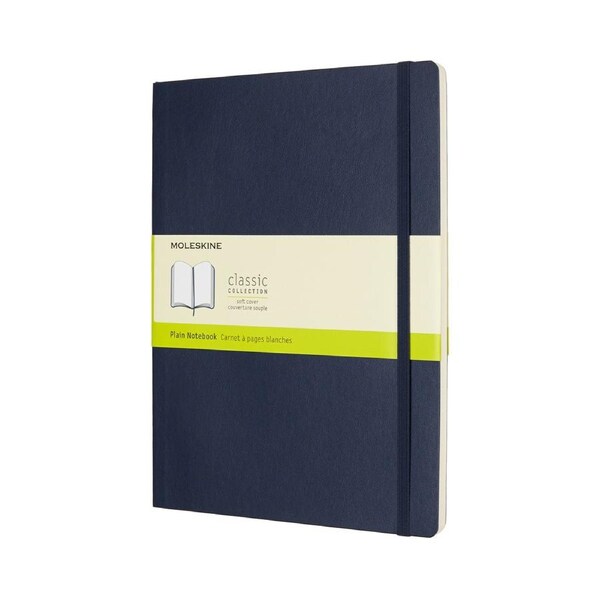 Moleskine Classic Plain Soft Cover Notebook Student Journal XL Sapphire Blue