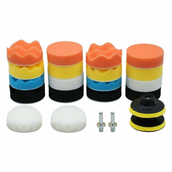 22pcs 3" Buffing Waxing Polishing Sponge Pads Kit Set For Car Polisher Drill