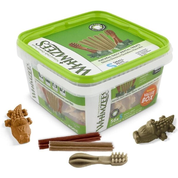 WHIMZEES Natural Daily Dental Chews For Adult Dog Small Breed Variety Box 56 Packs