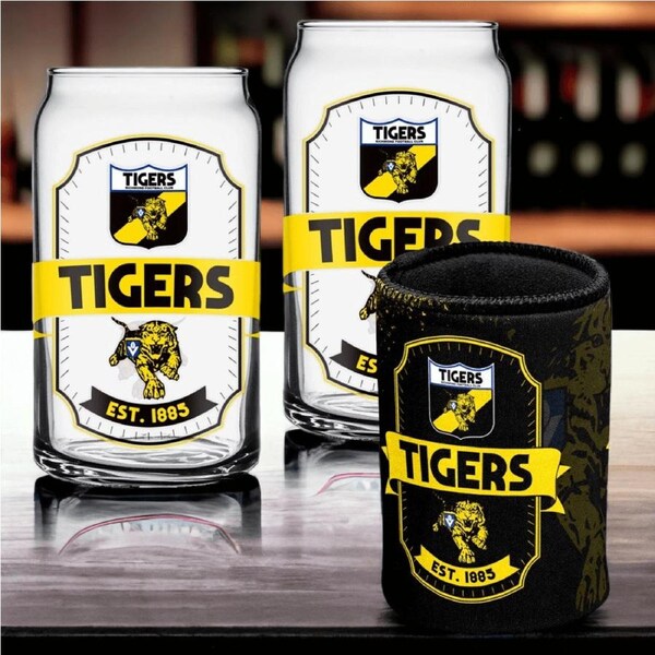 Richmond Tigers Can Shaped Glasses with Can Cooler