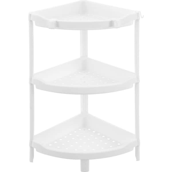 Boxsweden 3-Tier 70cm Corner Storage Shelf Home/Room Organiser Rack Stand White