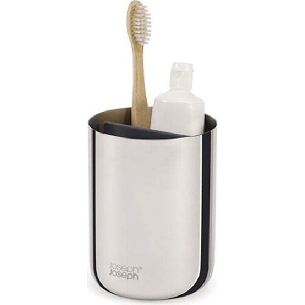 Joseph & Joseph EasyStore 12cm Luxe Toothbrush Caddy Home Bath Organiser Steel
