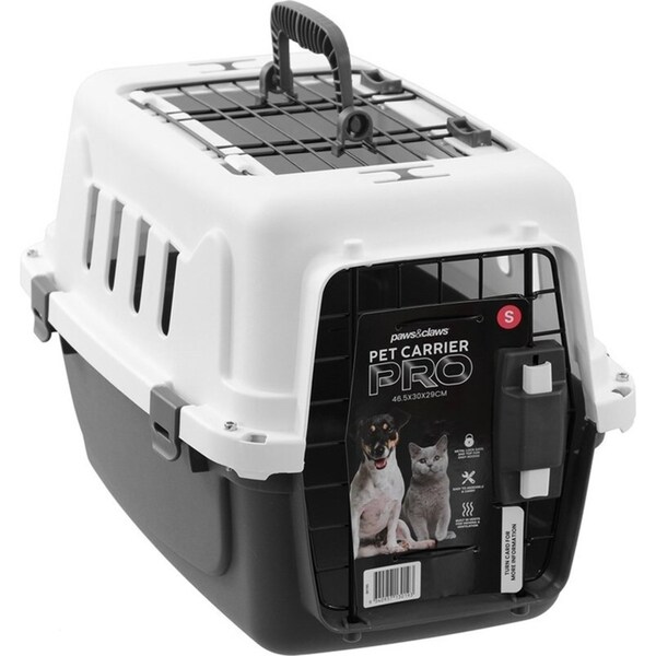 Paws & Claws 46.5cm Metal Door Outdoor Travel Cage Dog/Cat Pet Carrier Small WHT