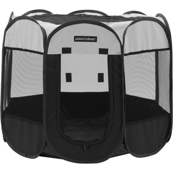 Paws & Claws 91x63cm Foldaway Portable Tent/Fence Cat/Dog Pet Playpen Med Black
