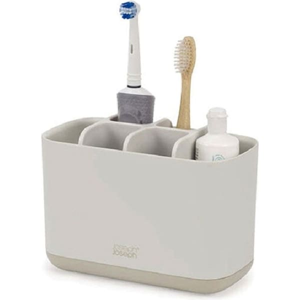 Joseph & Joseph EasyStore 17cm Toothbrush Caddy LRG Bath Organiser Storage Ecru