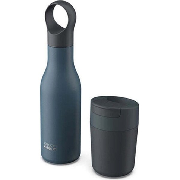 2pc Joseph & Joseph 340ml Travel Mug/Cup & 500ml Insulated Water Bottle Set Blue