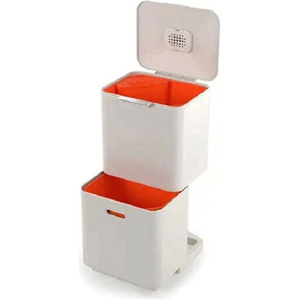 Joseph & Joseph Totem Max 60L Waste & Recycling Bin Garbage Storage w/ Lid Stone