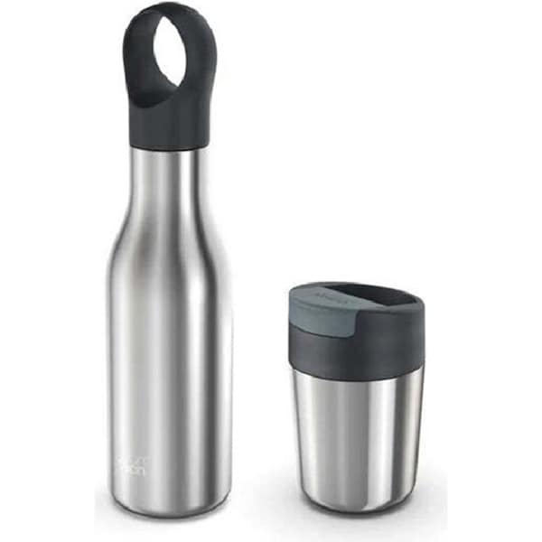 2pc Joseph & Joseph 340ml Travel Mug/Cup & 500ml Water Bottle Set Anthracite
