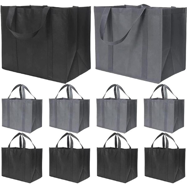 10 Pack Reusable Grocery Shopping Bags,Eco Produce Bags,Large Foldable Tote Bags with Long Handle