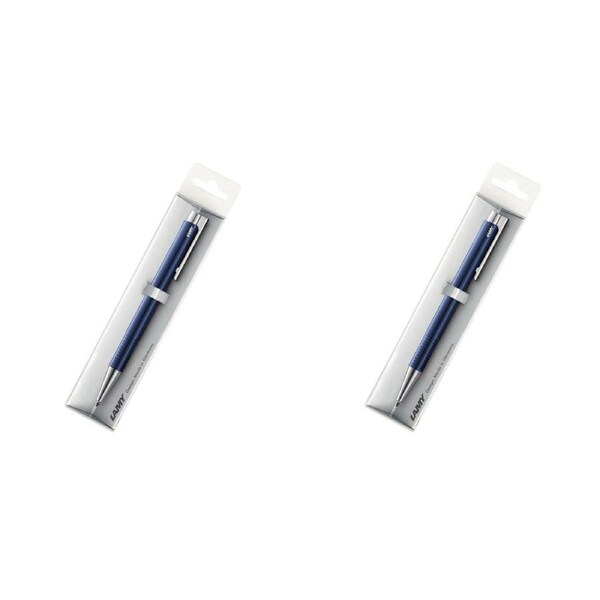 2x Lamy Logo M+ Hangsell Plastic Clip/Push-Button Steel Polished Ball Pen Blue